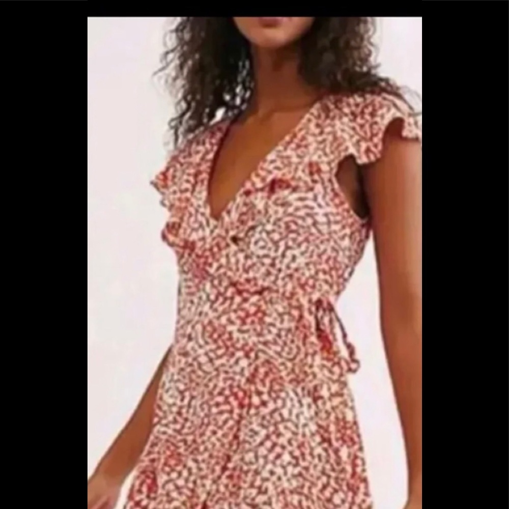 Free people orange wrap dress
